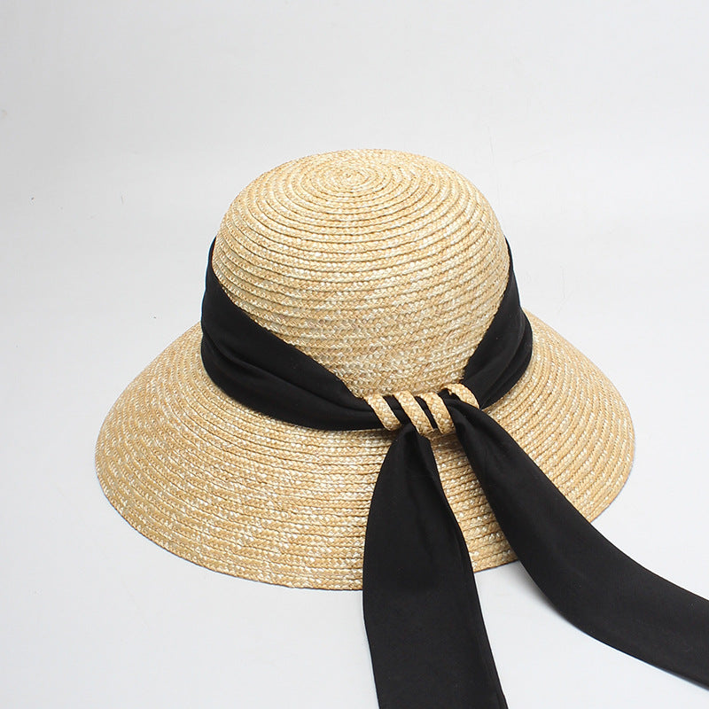 Women's Summer Dome Bow Ribbon Straw Hat