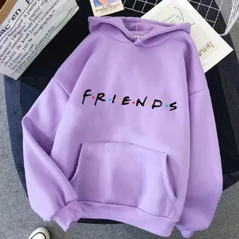Dame hættetrøje med lange ærmer og 'Letter Friend'-print