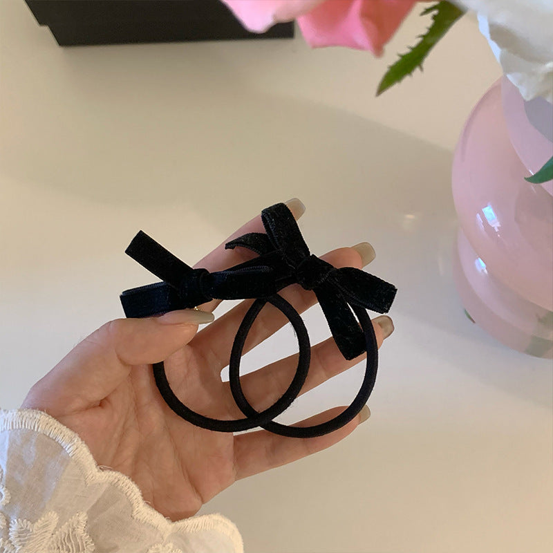 Black Velvet Bow Hair Rope Rubber Band
