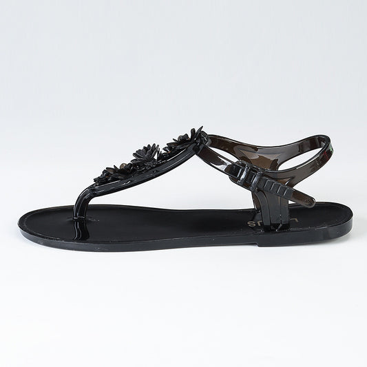 Handmade Flower Plastic Sandals Women's Summer Flip-flops T-shaped Buckle Non-slip