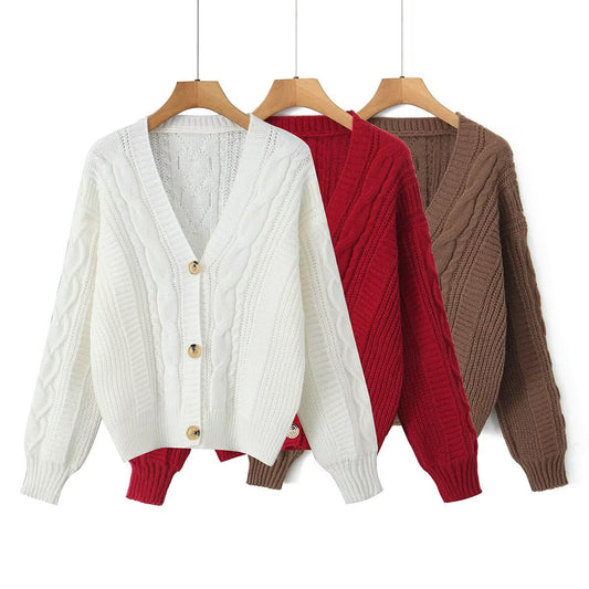 Autumn Fashion New Soft Glutinous Button Long-sleeve Cardigan Sweater