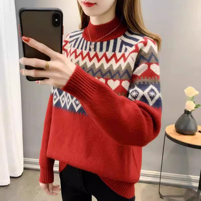 4 Autumn And Winter New Jacquard Inner Cashmere Sweater Thickened