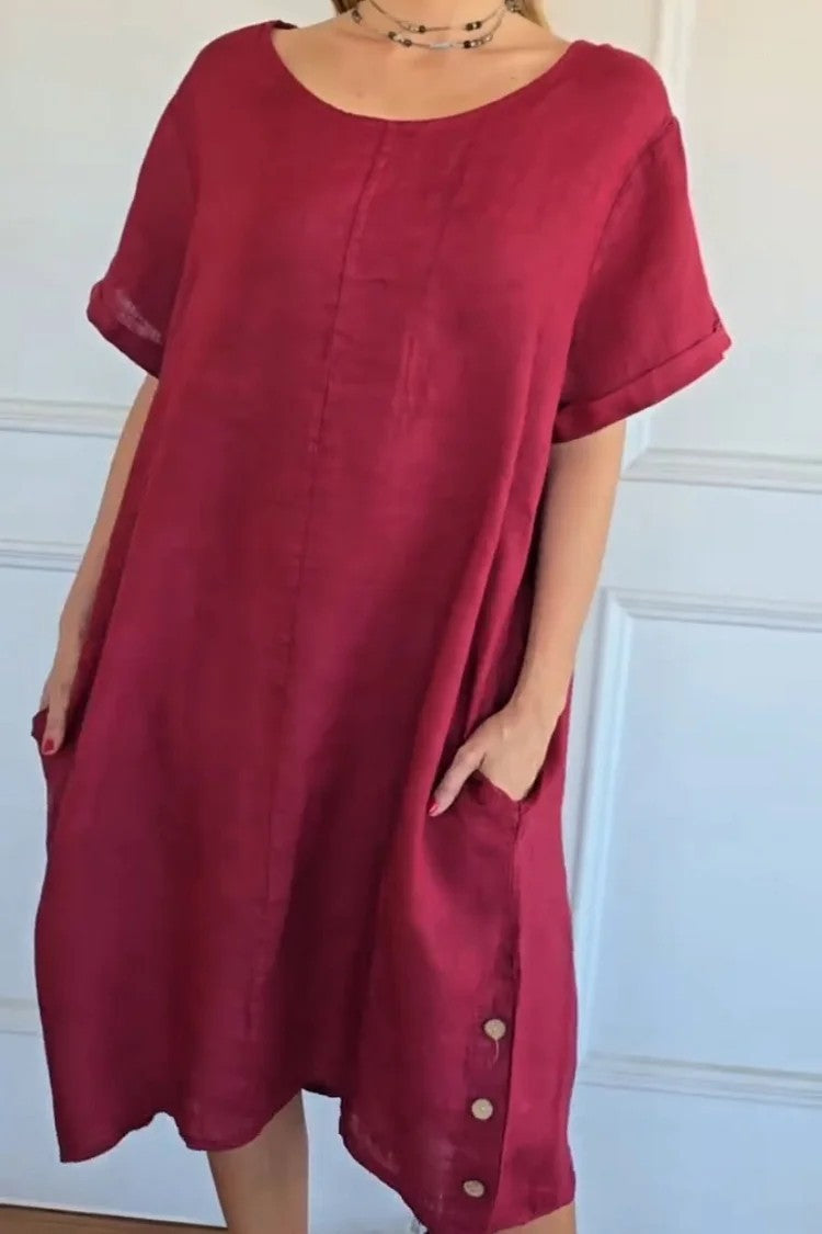 Round-neck Loose-fitting Figure-flattering Casual Dress
