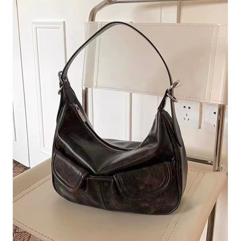 One-shoulder Maillard Distressed Underarm Bag Women