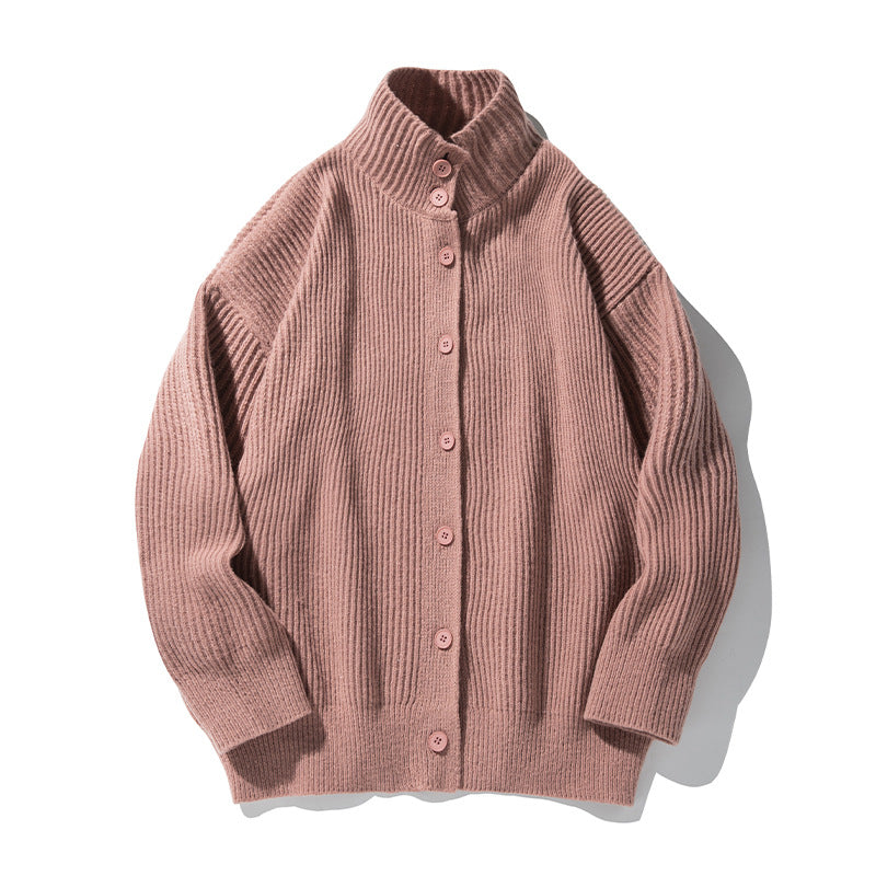 Japansk-inspireret Retro Turtleneck Cardigan Sweater til Mænd – Efterårs- og Vinterstil med Afslappet Udtryk
