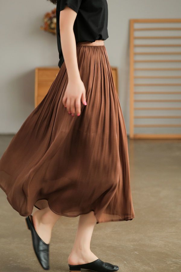 Solid Color Glossy Texture Skirt For Women