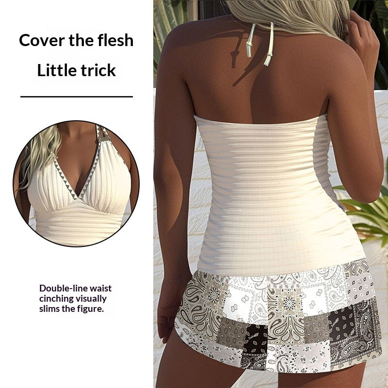New European And American-style Solid-color Modest Two-piece Swimsuit
