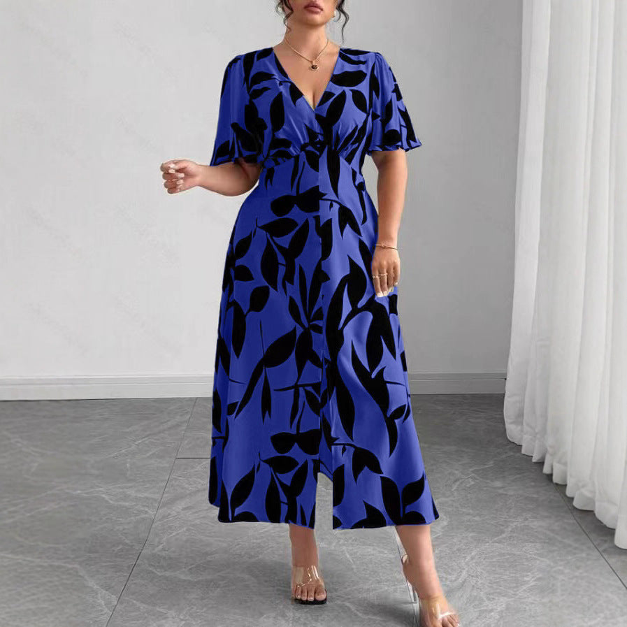 Plus-size Elegant V-neck Dress For Women