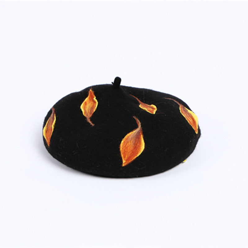 Autumn And Winter Woolen All-matching Painter Hat Black Versatile Creative Gift Hat