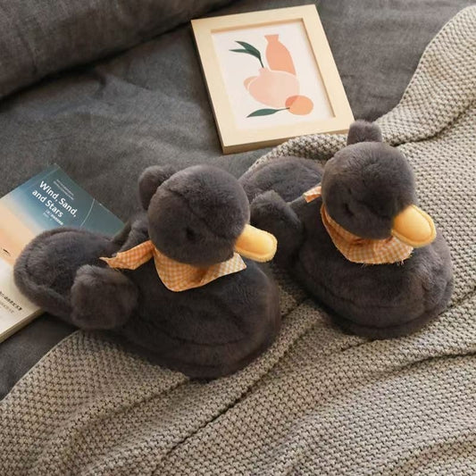 Cute Cartoon Cotton Slippers For Women Non-Slip Furry Indoor