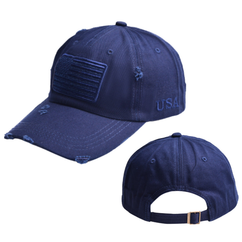 Baseballkasket med bogstavbroderi og USA-flag