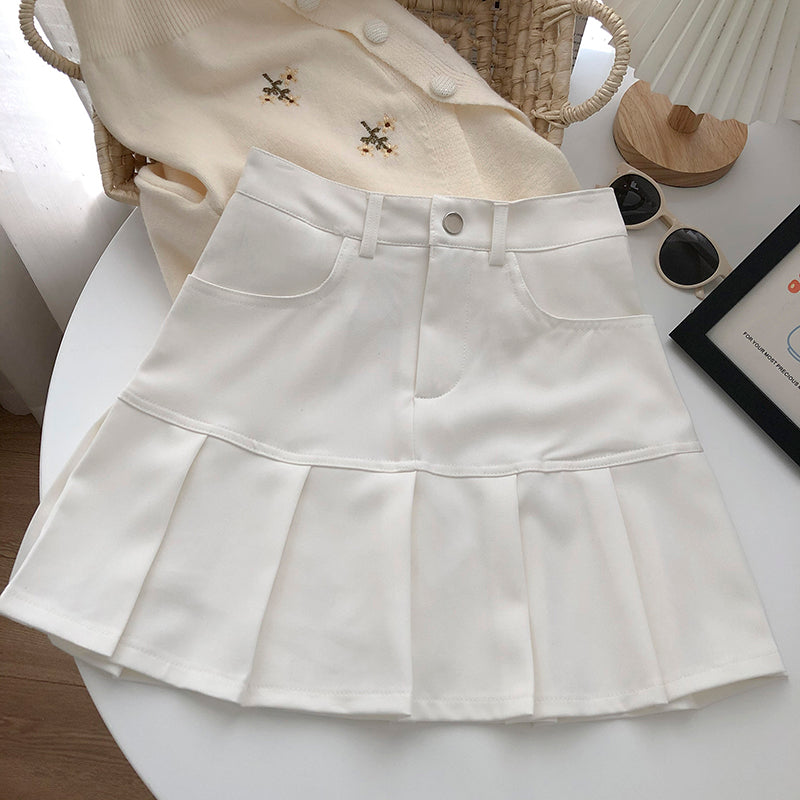 Fashion High-waisted A-line Pleated Skirt Women