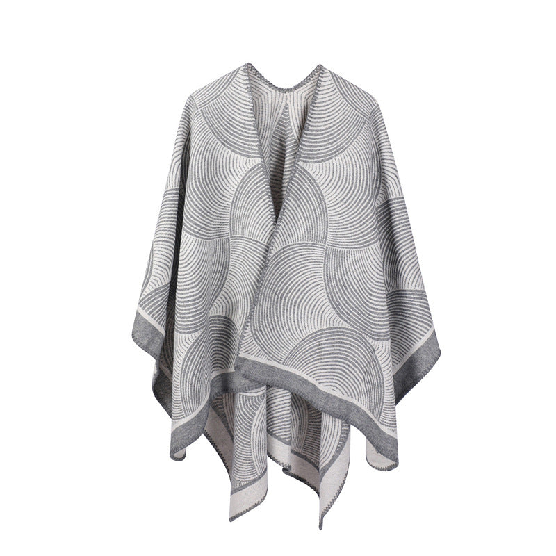 New Women's Jacquard Geometric Wool Shawl
