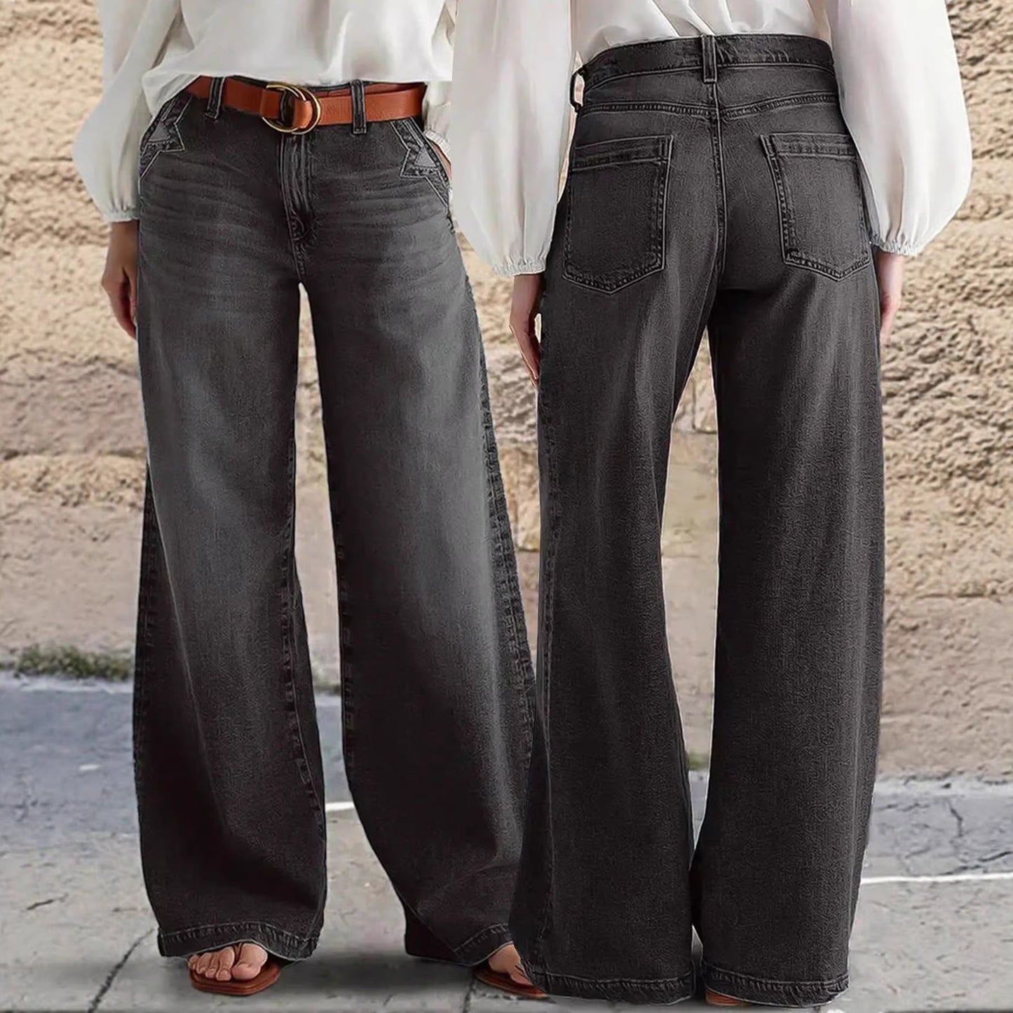 Womens Straight-leg Jeans With Stretch