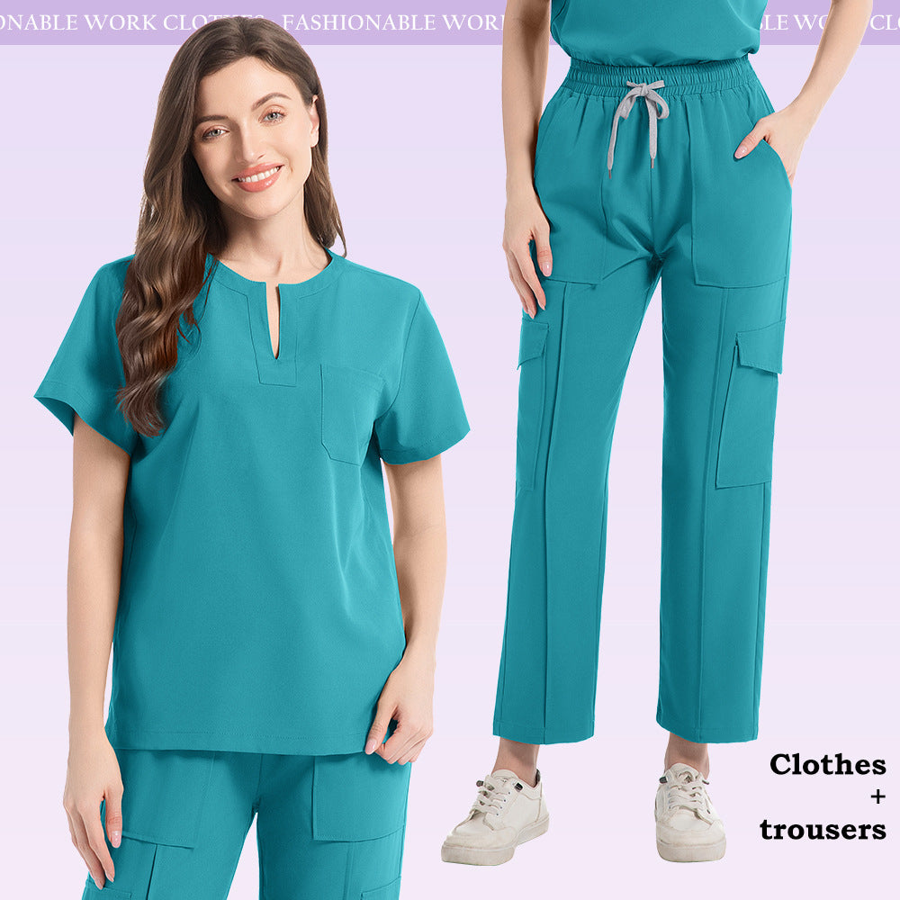 New V-neck Two-piece Medical Work Uniform