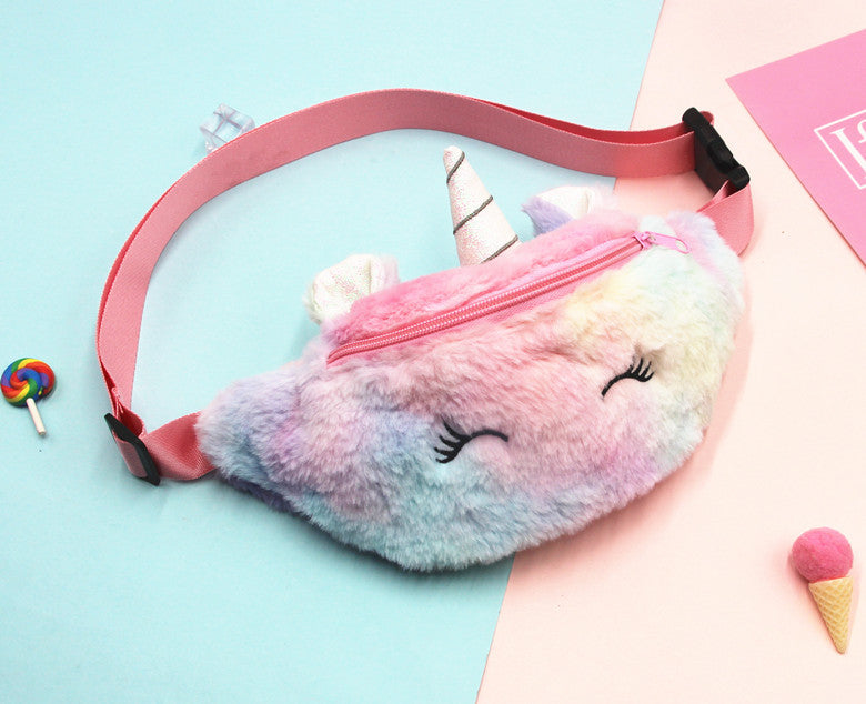 Winter Children's Plush Waist Bag Cartoon Shoulder Messenger Bag Girl Student Cute Chest Bag