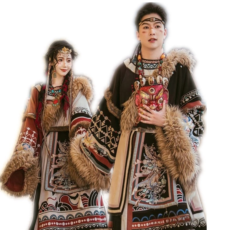 Trip Shoot Costumes Autumn And Winter Big Fur Collar Tibetan Robe