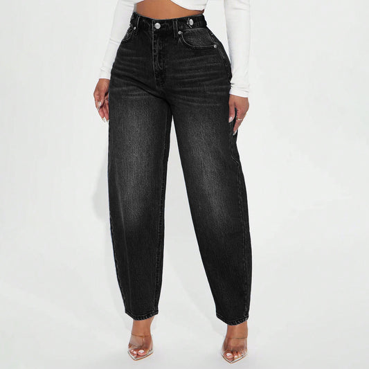 Womens Designer Washed-Blue Retro Flared Denim Jeans