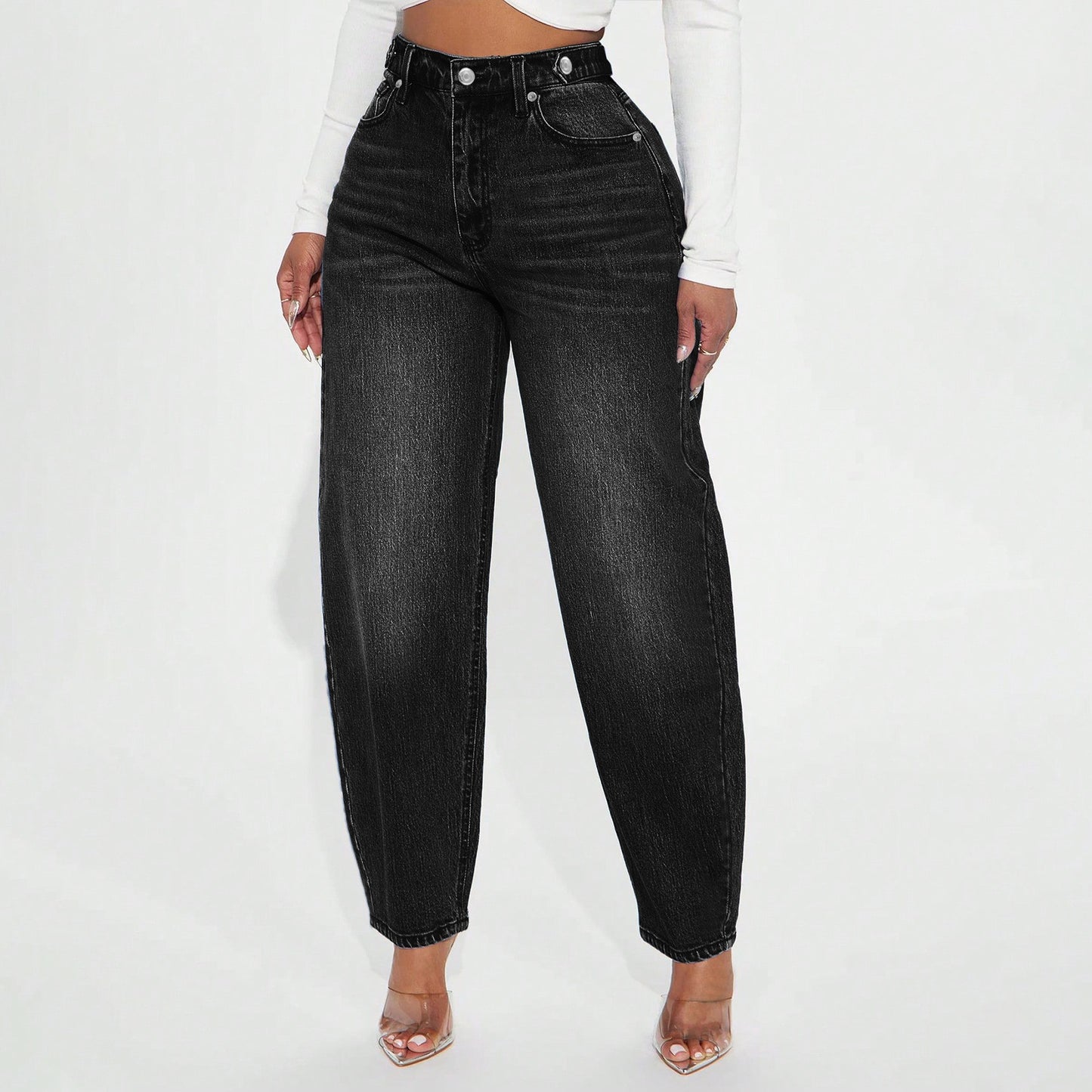Retro Flared Jeans i Vasket Blå Denim til Kvinder