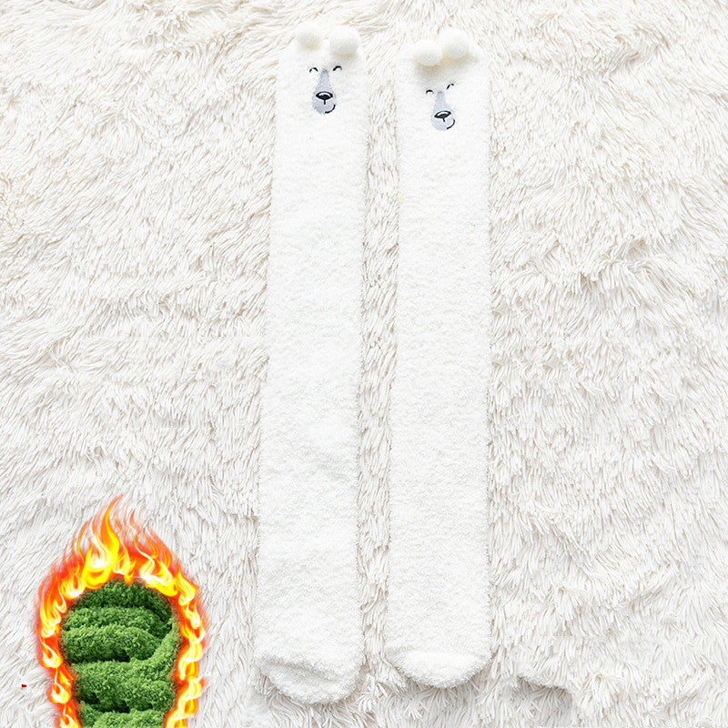 Coral Velvet Calf Socks Female Cartoon Lovely