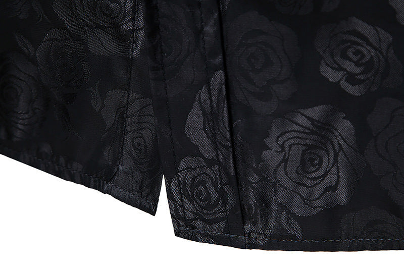 Men's Fashion Rose Print Long Sleeve Shirt