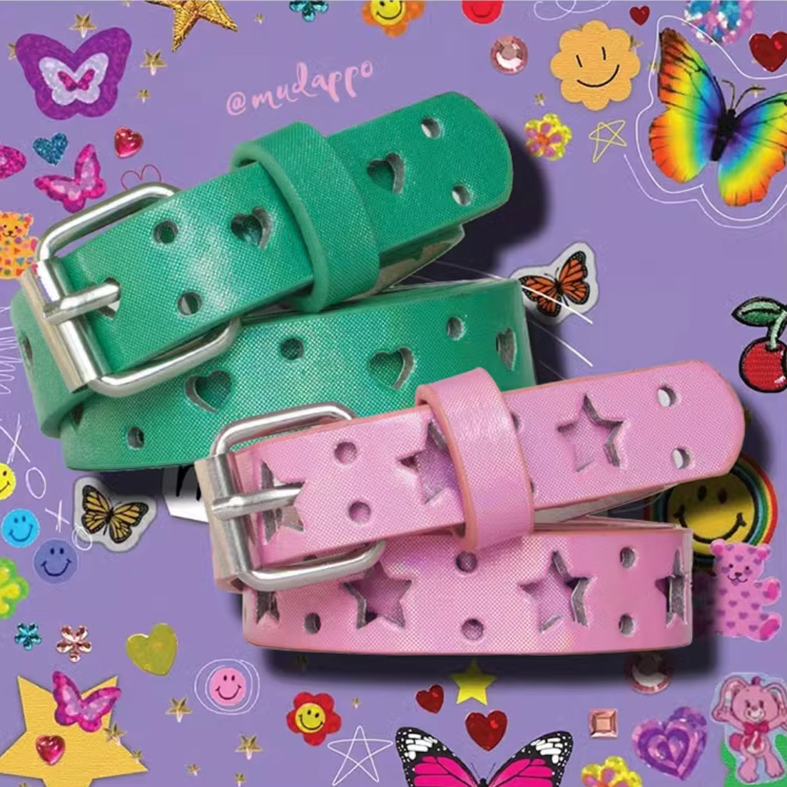 Candy-colored Five-pointed Star Hollowed Heart Shape Belt