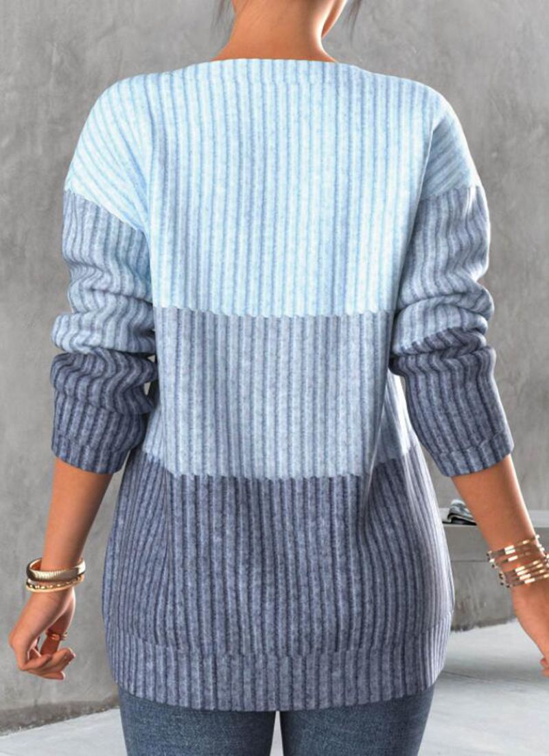 Zipper Contrast Panel Standing Neck Long Sleeve