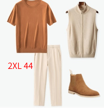 Men's Zipper Width Mock Neck Sweater Cardigan Vest