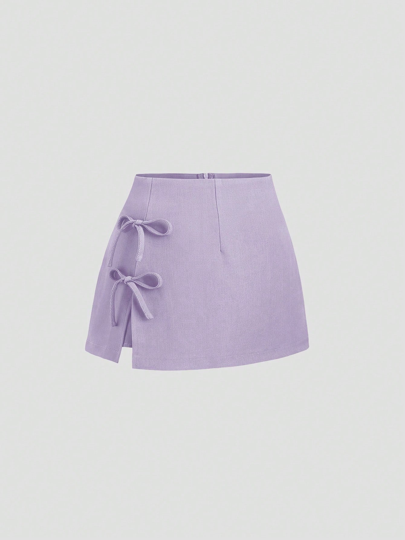 Bow-tied Sexy Slit A-line Mini Skirt