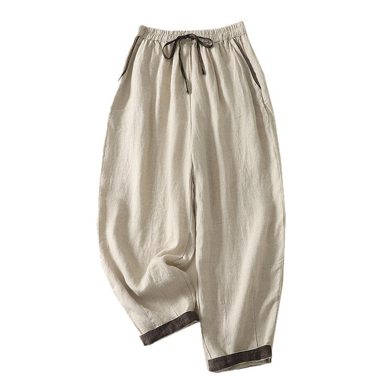 Womens Loose Fitting Solid Color Casual Pants With An Elastic Waist
