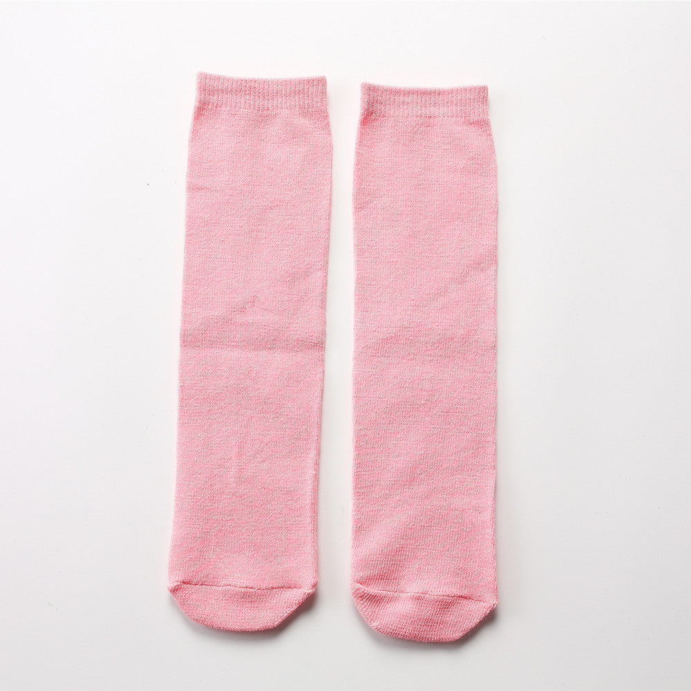 Solid Color Middle Tube Bright Color College Style Parent-child Socks