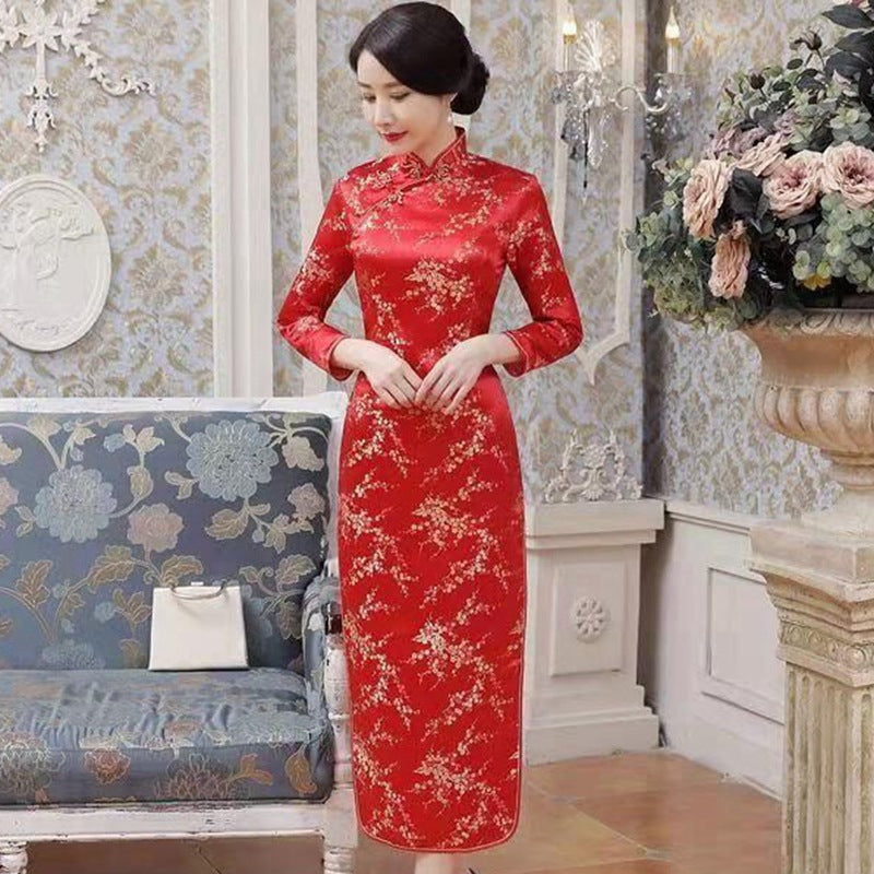 Retro Long Cap Sleeve Performance Dress For Summer