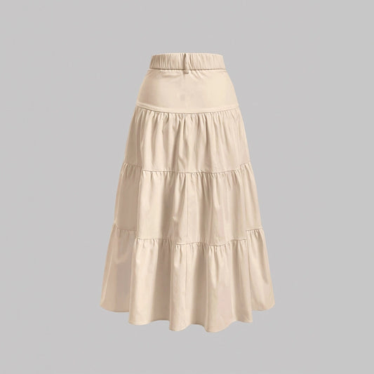 Stylish Womens Solid-color High-waisted Skirt