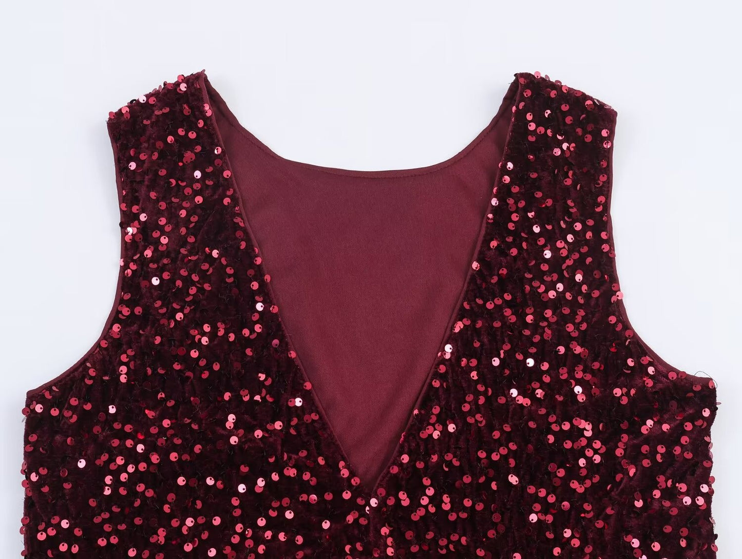 Sequined Fur-effect Hem Top And Trousers