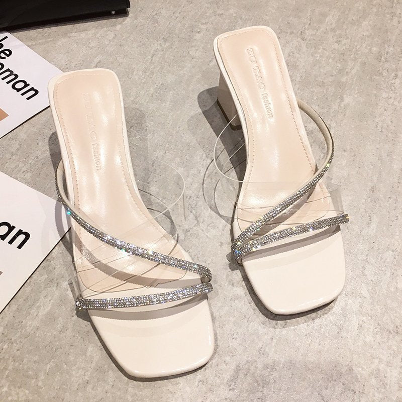 Korean Style Simple Fashion Transparent Sandals And Slippers