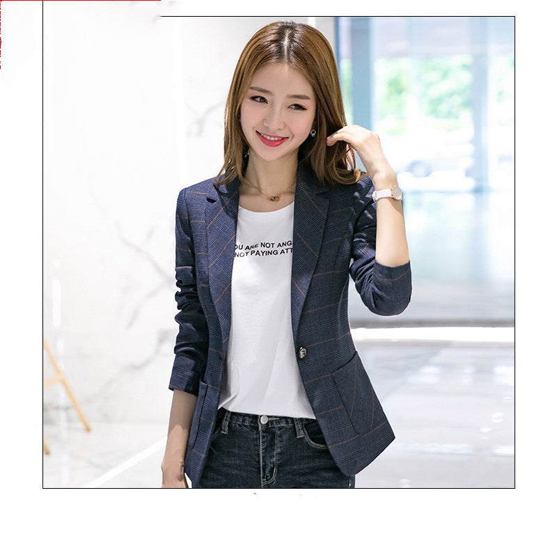 Casual Waist Short Slim Plaid Suit