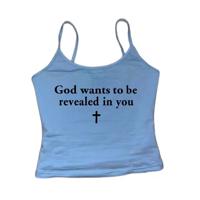 Vintage Cross Letter Printed Camisole Top