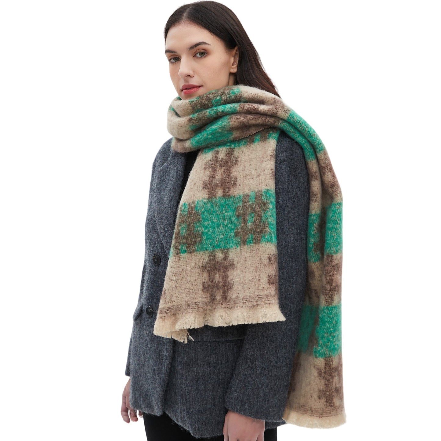 European And American-style Yarn Pattern Jacquard Scarf