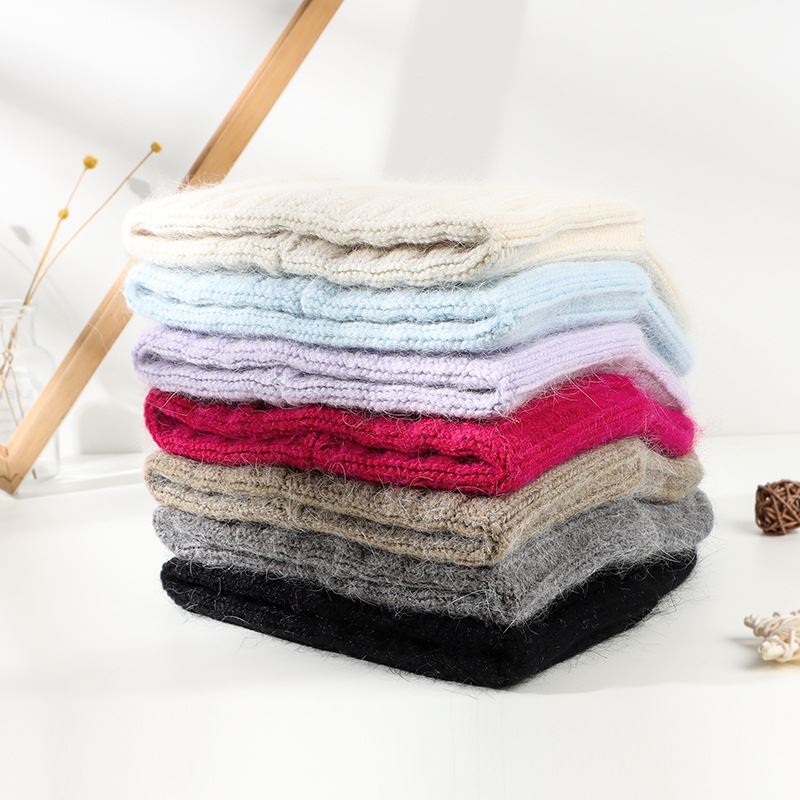 Korean Version Of The Versatile Knitted Hat Japanese Rabbit Hair Vertical Strip Aging