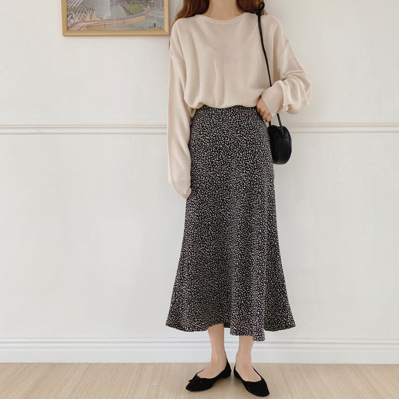 Whimsical Girl Retro Style Fashionable Leopard Print Slim-fit Skirt
