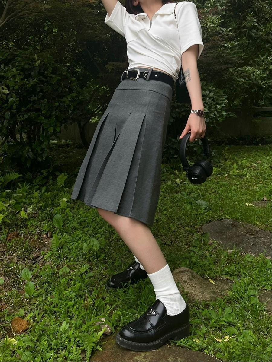 New High Waist Suit Half-length Pleated Skirt For Women