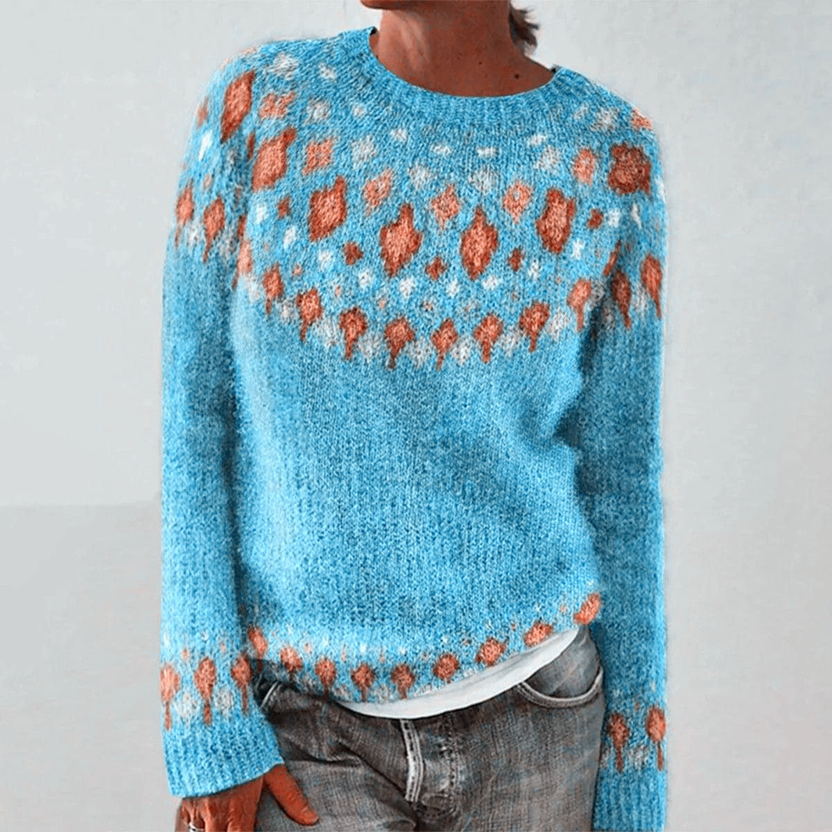 Round Neck Multicolor Loose Fashion Pullover Sweater