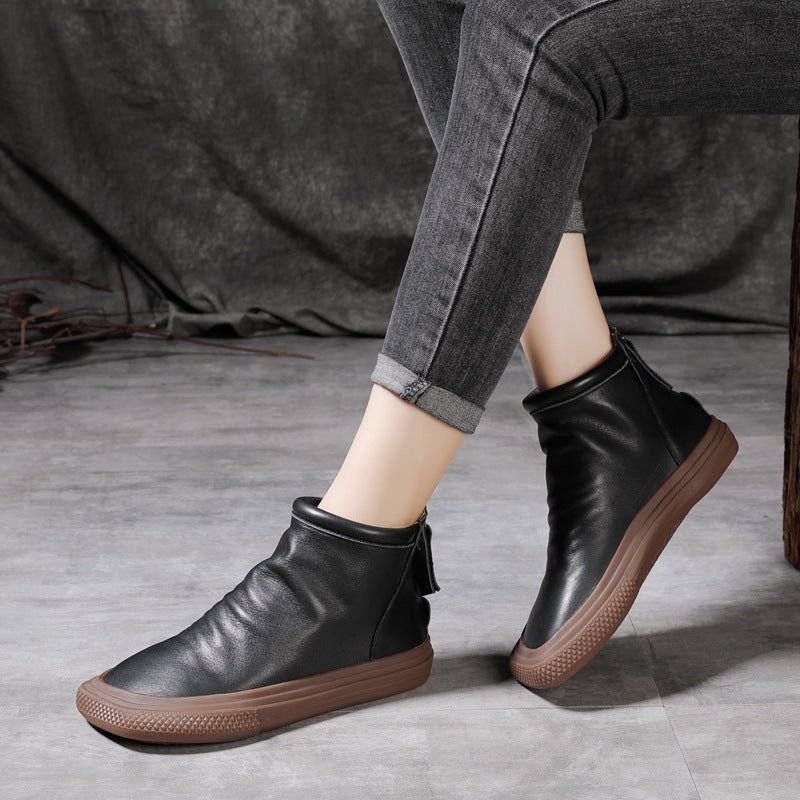 Women's Retro Top Layer Cowhide Martin Boots