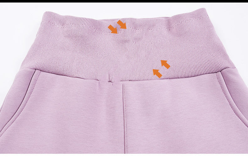 High Waist Warm And Fleece Trousers Show Thin Feet In Leisure
