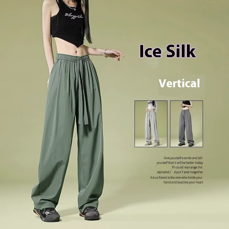 Quick-drying Ice Silk Wide-leg Retro Sports Casual Pants