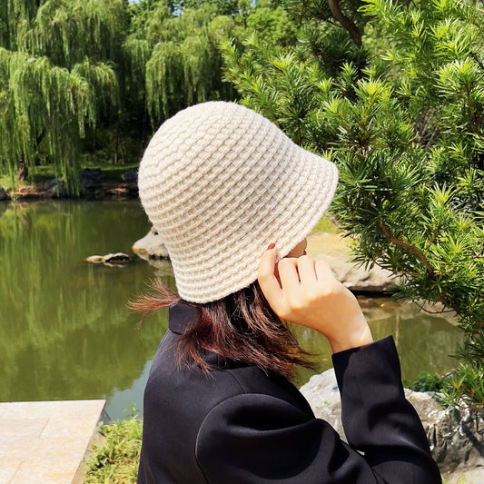Korean Version Of Solid Color Casual Knitted Basin Hat Tide Simple Bucket