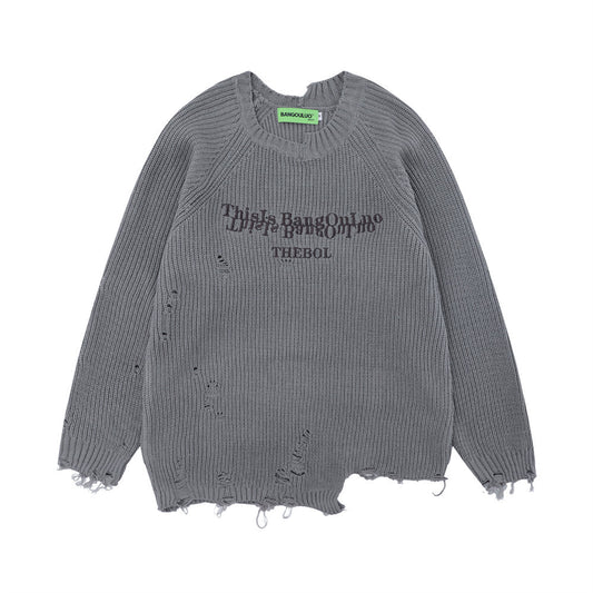 Lazy Ripped Sweater Men's Loose
