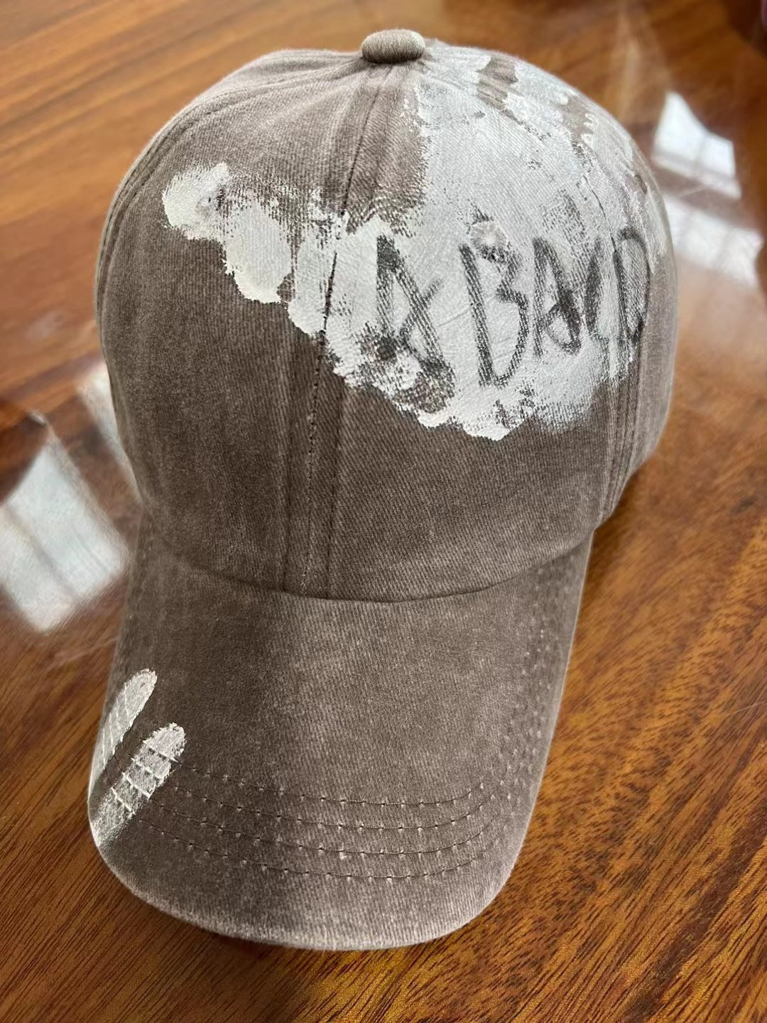 Korean Style Graffiti ABACD English Letters Retro Washed Baseball Cap Female Soft Top Trendy