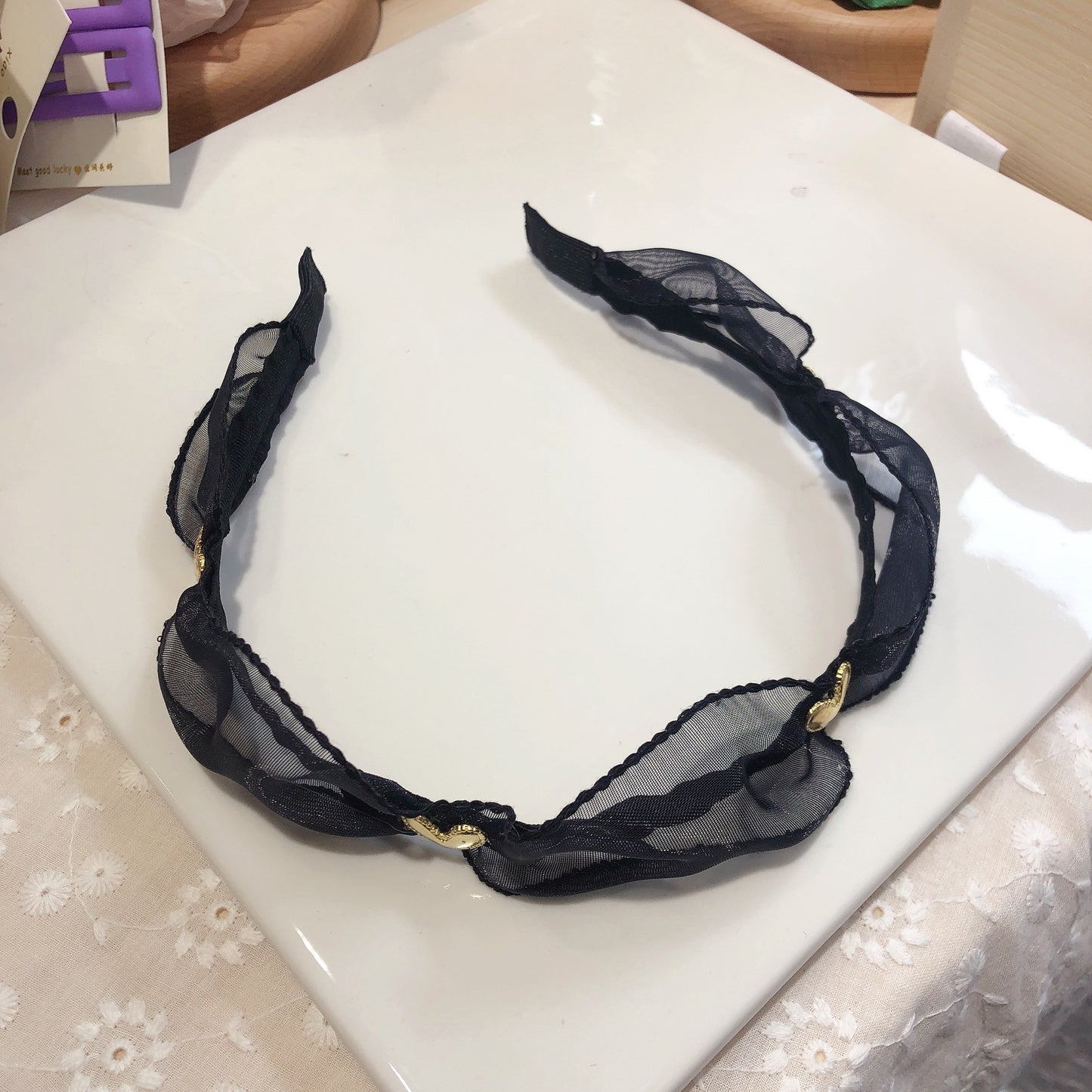 Exaggerated Wooden Ear Headdress Black Hair Hoop