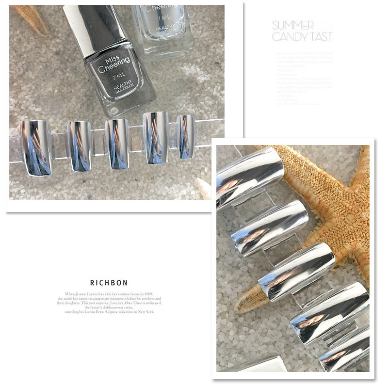 Spejl Sølv Neglelak Base Coat Manikure Neglebehandling